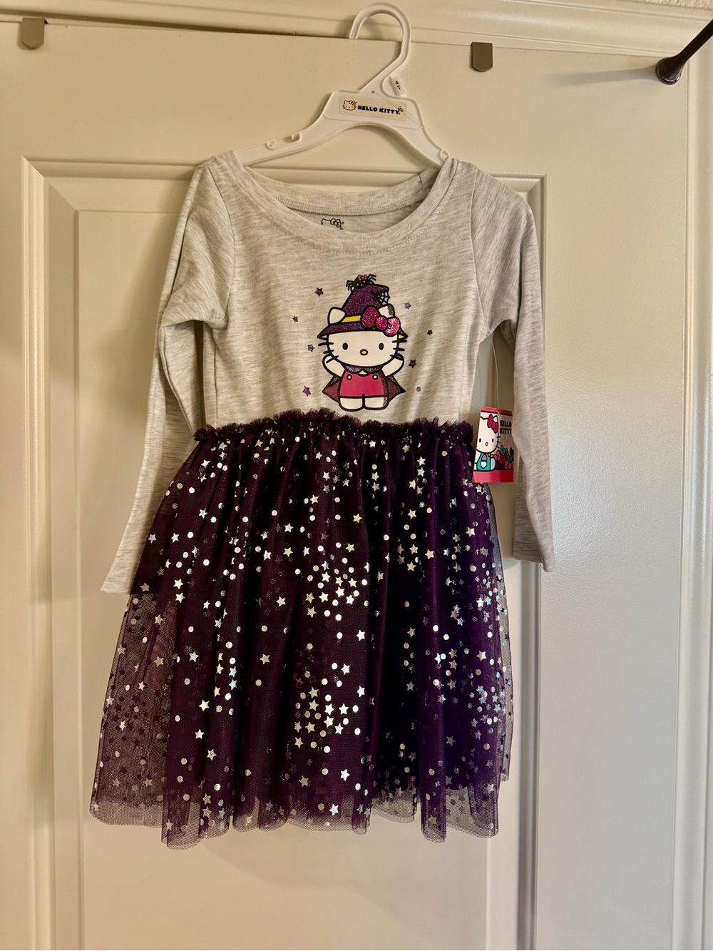 Hello Kitty Gray Top with Purple Star Tulle Skirt dress